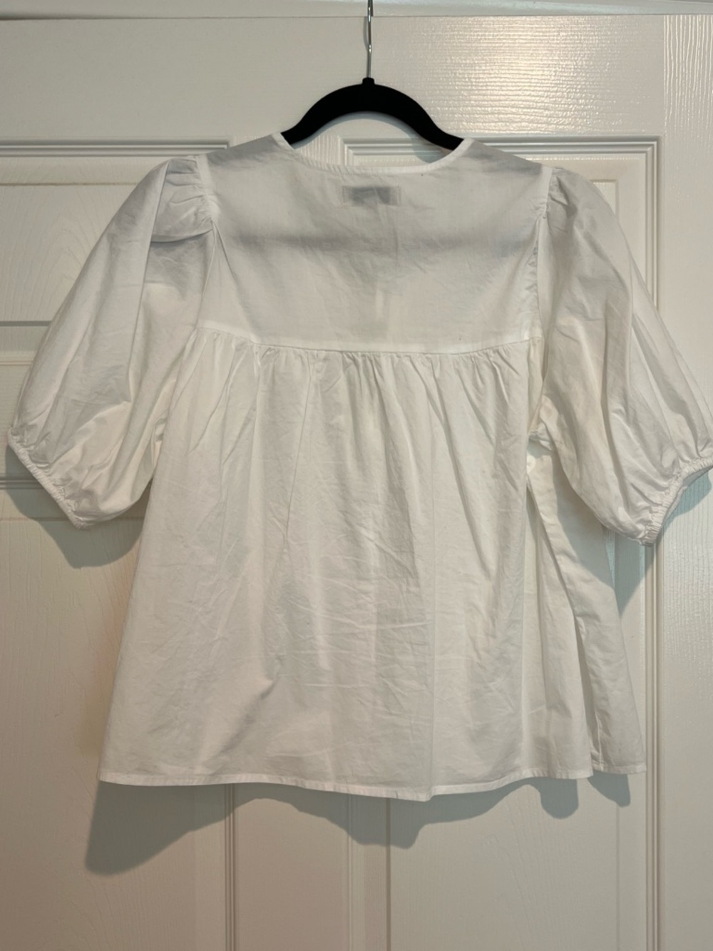 Habitual White Cotton Peasant Blouse with Tie Neck - Picture 2 of 4